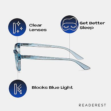 Blue Light Blocking Reading Glasses (Light Blue, 350 Magnification) Computer