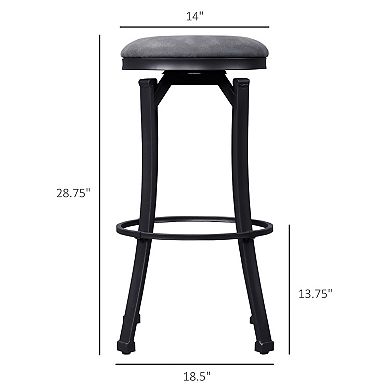 Bar Stools Set Of 2 Vintage Barstools W/ Footrest For Dining Room Dark Grey