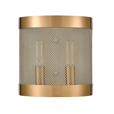 8" Satin Brass and Antique Silver Line in the Sand 2 Light Wall Sconce