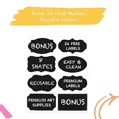 Fine Tip Chalk Pens For Multiple Surfaces With Reversible Tip And Chalkboard Stickers