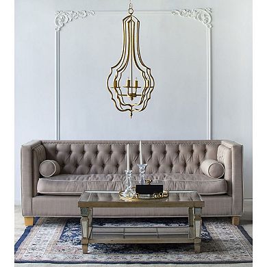 35" Gold and Clear Antique Style Four-Light Chandelier