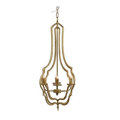 35" Gold and Clear Antique Style Four-Light Chandelier