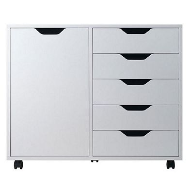 30.50” White Hallifax Wooden High Cabinet for Closet with Casters