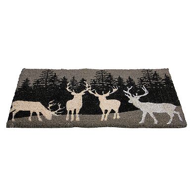 Natural Coir Rectangular Forest Reindeer Christmas Doormat 18" x 30"