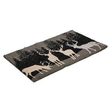 Natural Coir Rectangular Forest Reindeer Christmas Doormat 18" x 30"