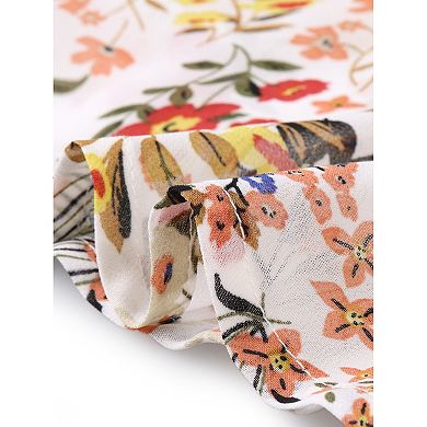 Women's Floral Prints Ruffle Hem Elastic Waist Split Midi Skirt