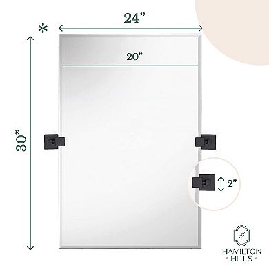 Wall Mirror With Squared Wall Brackets Frameless Bathroom Mirror Adjustable & Tilting