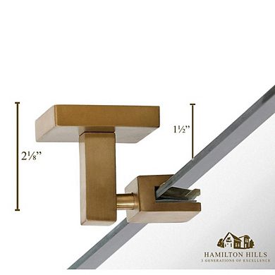 Wall Mirror With Squared Wall Brackets Frameless Bathroom Mirror Adjustable & Tilting