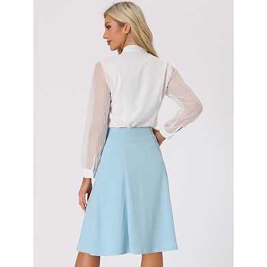 Women's Button Front Formal Work A-line Midi Skirts