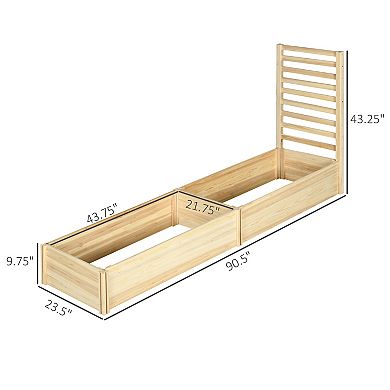 Outsunny 43" Raised Garden Bed Wooden Planters Box With Trellis, Natural