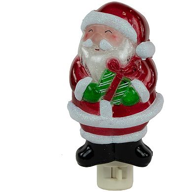 6.75" Santa with Gift Frosted Christmas Night Light