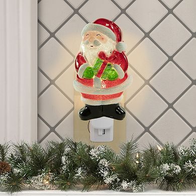 6.75" Santa with Gift Frosted Christmas Night Light