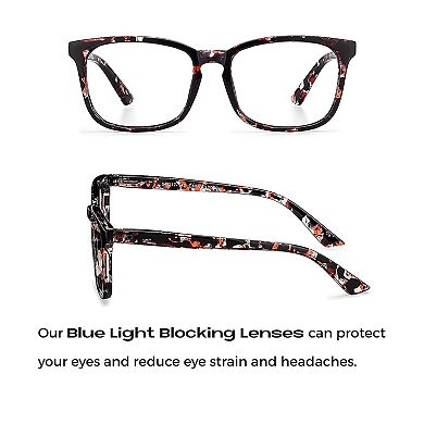 Blue Light Blocking Reading Glasses (Rose Tortoise, 000 Magnification) Computer