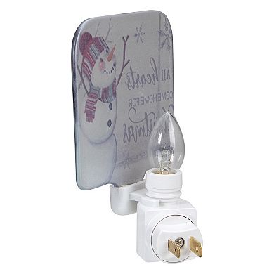 4" White All Hearts Come Home for Christmas Glass Night Light