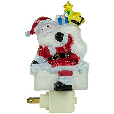6.25" Santa in Chimney Frosted Christmas Night Light