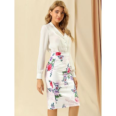 Women's Floral Print Pencil Knee Length Skirt