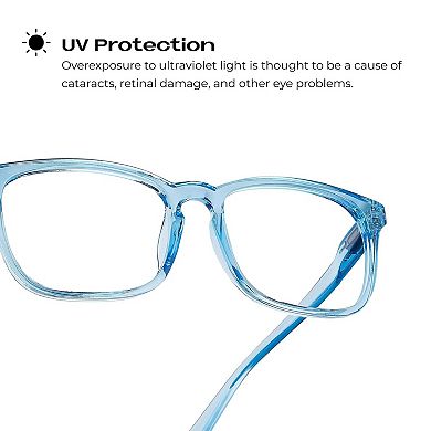 Blue Light Blocking Reading Glasses (Light Blue, 150 Magnification) - Computer