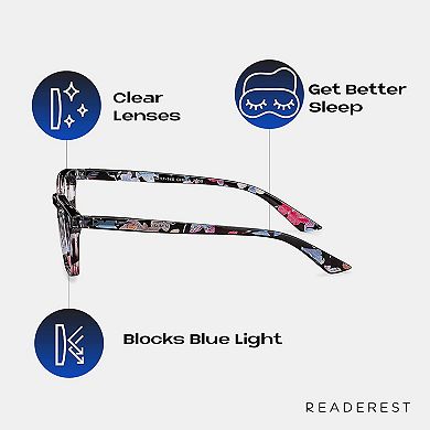 Blue Light Blocking Reading Glasses (Floral, 200 Magnification) - Computer