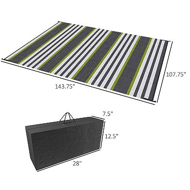 Outsunny Reversible Outdoor Rug With Carry Bag, 9' X 12'