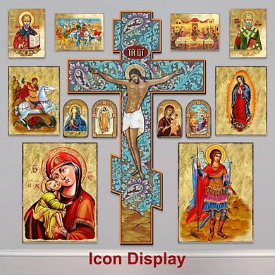 G.Debrekht Shepherd Wooden Gold Plated Religious Christian Sacred Icon Inspirational Icon Décor