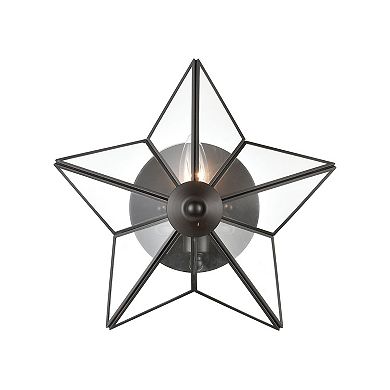 12" Bronze and Clear Bound Glass Moravian Star 1-Light Large Wall Sconce