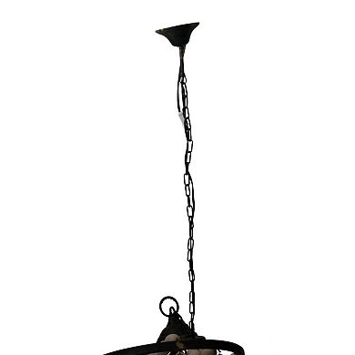 33" White and Black Large Beaded Vintage Style 4-Light Chandelier