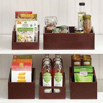 mDesign Wood Compact Food Storage Bin with Handle - 4 Pack