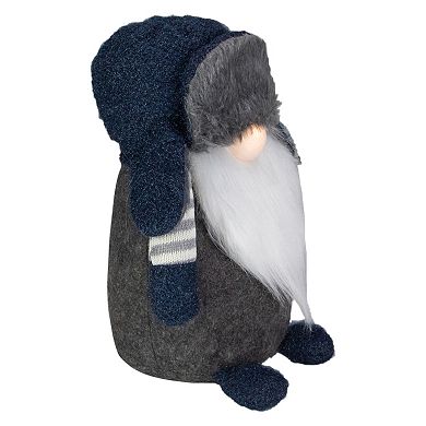 12.5" LED Lighted Blue and Gray Gnome Christmas Figure