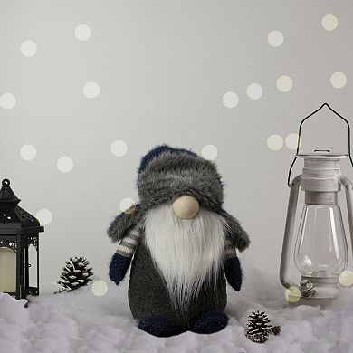12.5" LED Lighted Blue and Gray Gnome Christmas Figure