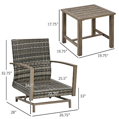 Outsunny Patio Bistro Set with Rocking Chairs, Dark Gray