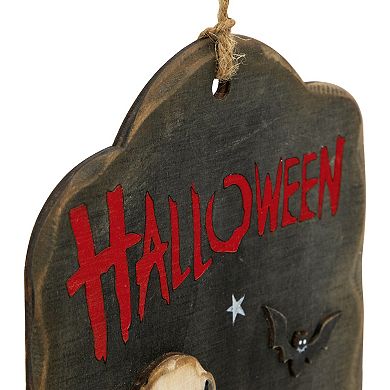9.75" Skeleton and Jack-O-Lantern Halloween Wall Sign