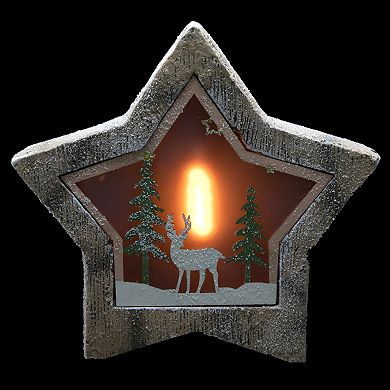 13.25" LED Lighted Star with Reindeer in the Woods Scene Christmas Decoration