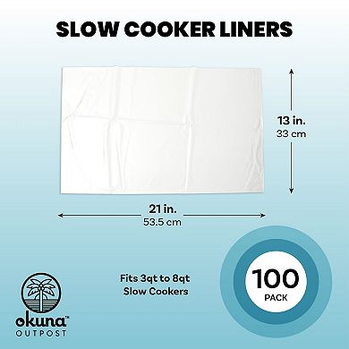 100 Pack Slow Cooker Liners, Regular Size Clear Plastic Bags For Cooking 13x21"