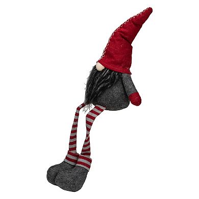 22" Red and Gray Sitting Christmas Gnome Decoration