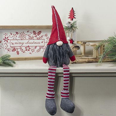 22" Red and Gray Sitting Christmas Gnome Decoration