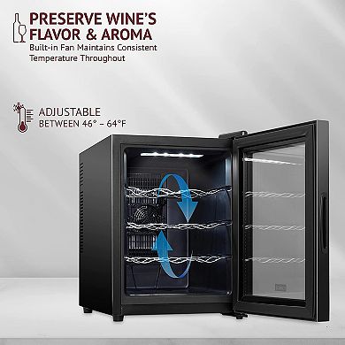 12-Bottle Thermoelectric Wine Cooler, Freestanding Wine Fridge with Lock