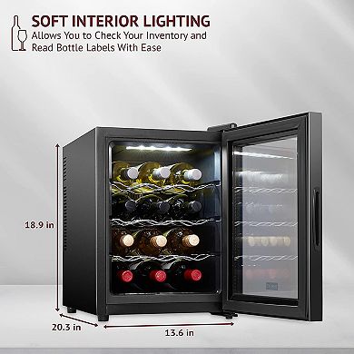 12-Bottle Thermoelectric Wine Cooler, Freestanding Wine Fridge with Lock