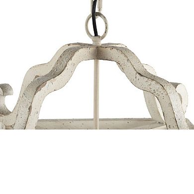 28.5" White and Clear Distressed Finish Four Light Chandelier