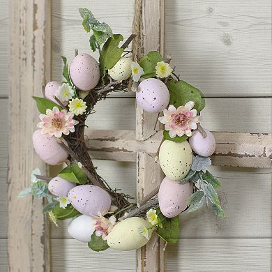 Pastel Easter Egg Mini Spring Easter Wreath  Pink and Yellow 8-Inch