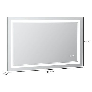 kleankin Bathroom Mirror with LED, Dimmable Vanity Mirror 39.25" x 23.5"