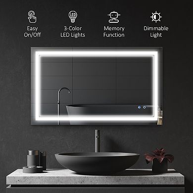 kleankin Bathroom Mirror with LED, Dimmable Vanity Mirror 39.25" x 23.5"