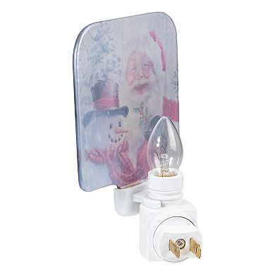 4" Red and White Santa and a Snowman Christmas Night Light