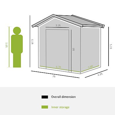 Outdoor Steel Tool Garden Shed Organizer W/ 2 Sliding Doors, Green