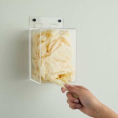 Acrylic Wall Mount Dispenser for Gloves, Shoe Covers, Hairnet Holder, Beard Nets Storage (5 x 4.5 x 8.5 In)