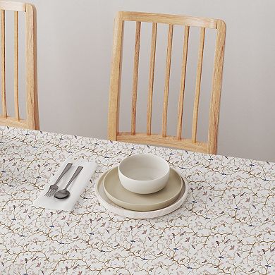 Square Tablecloth, 100% Cotton, 60x60", Birds and Cherry Blossoms