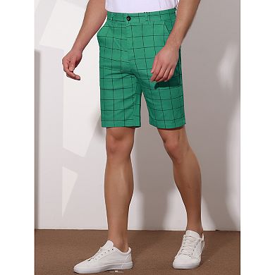 Men's Summer Plaid Shorts Slim Fit Dress Checked Short Pants