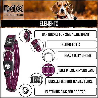 Reflective Nylon Dog Collar, Strong And Adjustable