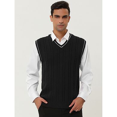 Men's Classic Knitted Sleeveless V-neck Pullover Sweater Vest