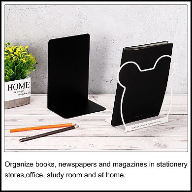 2 Set Metal L-Shaped Bookend for Stationery Office Accessories