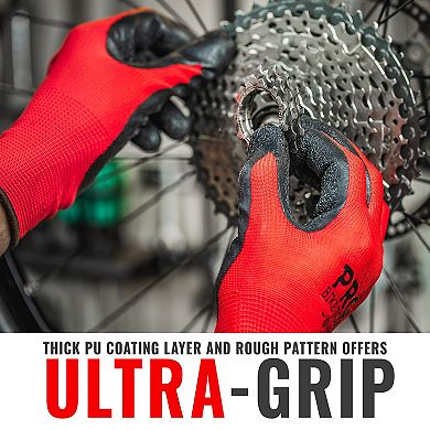 Work Polyester Gloves with Grip, Breathable Material, Machine Washable, Ultra Grippy Protective Mechanic Gloves